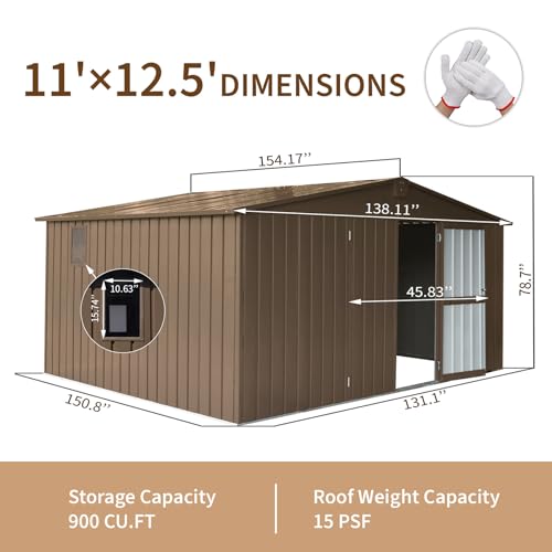 6x4 ft Small Outdoor Metal Storage Shed with Floor Frame & Lockable Door, Heightened Entry Garden Tool Shed for Backyard, Durable Galvanized Steel