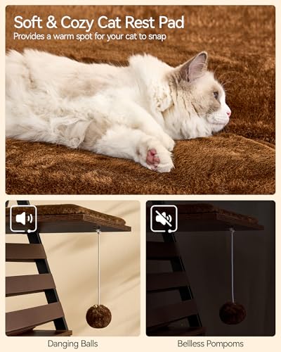 FourFurPets 72.4" Modern Cat Tower for Indoor Cats - Multi-Level Condo With Caves, Tall Tree With Scratching Board, Wooden Tower With Large Perch