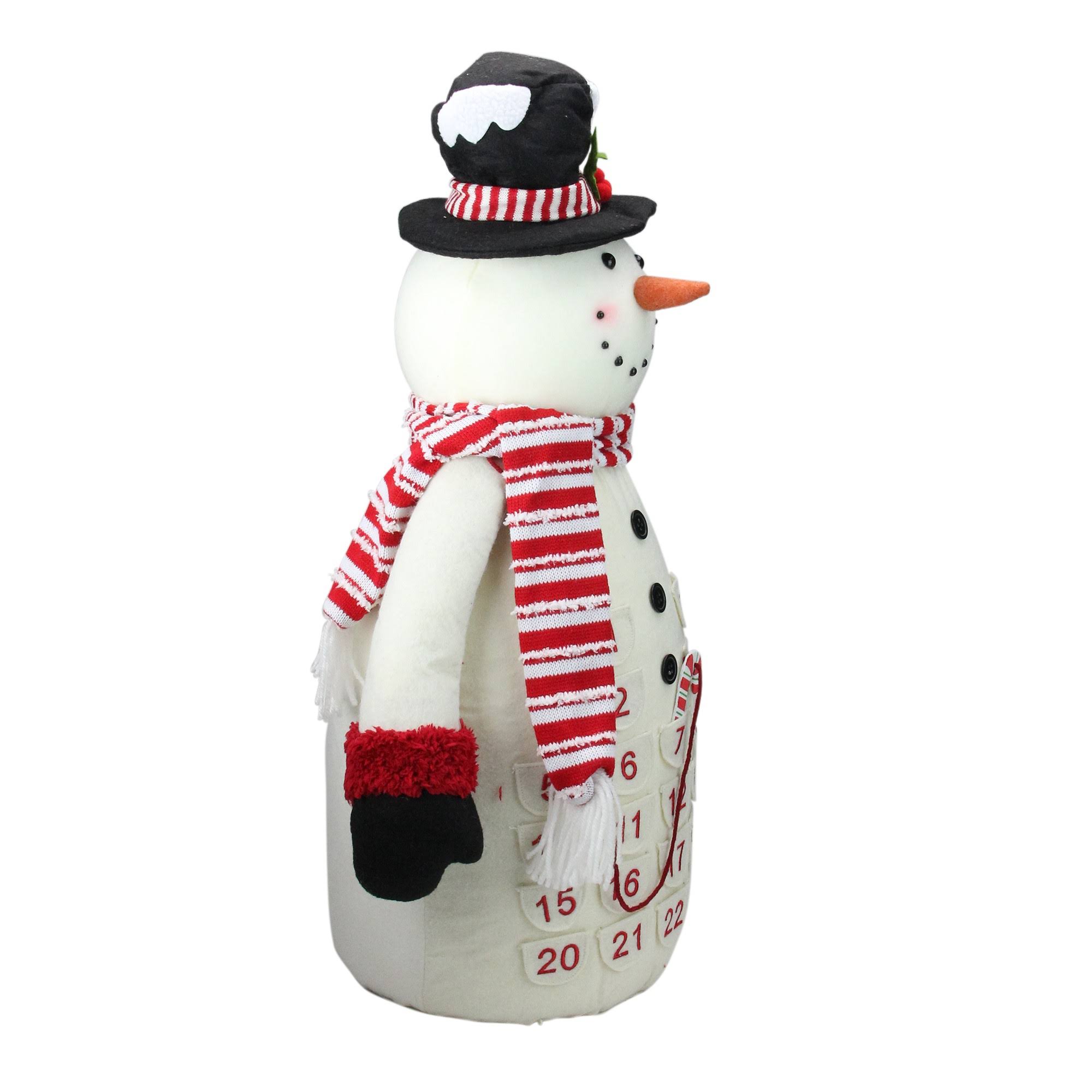 24.5x22 Red and White Plush Snowman Christmas Countdown Tabletop Figure