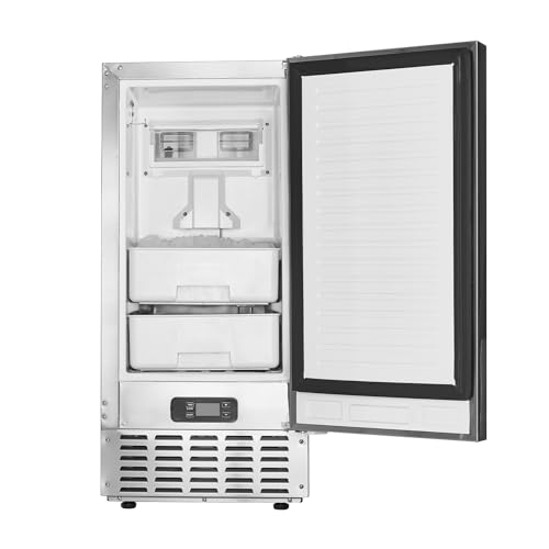 VEVOR Under Counter Ice Maker Machine, Crescent Ice, 25 Lbs/Day Stainless Steel Built in Ice Maker with Reversible Door