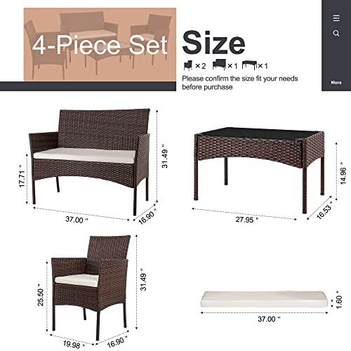 Shintenchi 4 Piece Outdoor Patio Furniture Sets