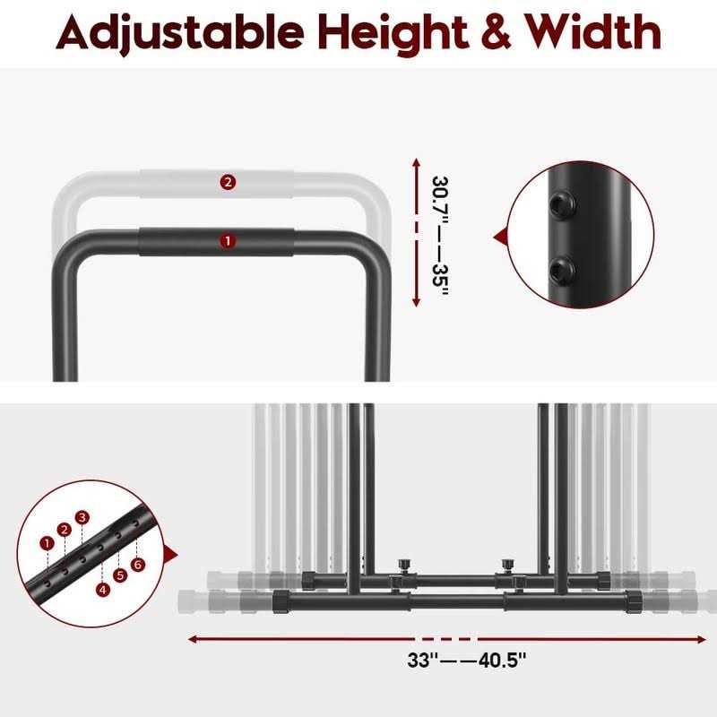 Dripex 1100lbs Adjustable Dip Bar Heavy Duty Steel Dip Station Home Dip Stand with Two Safety Connectors - Sports Supplies Online Store