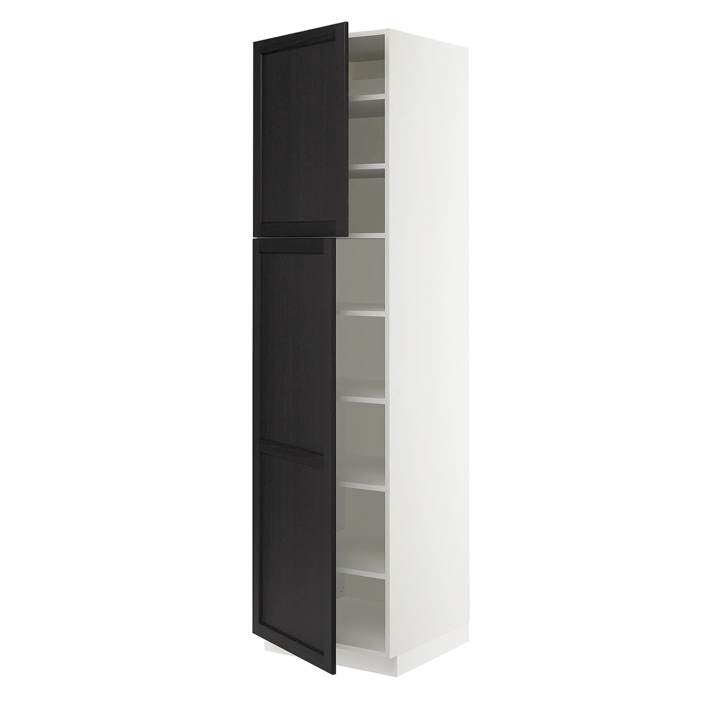 IKEA - SEKTION High Cabinet with shelves/2 Doors, white/Lerhyttan Black stained, 24x24x90 79366058