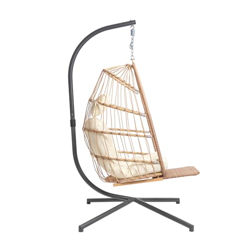 Yechen Hanging Egg Chair with Stand and Footrest for Indoor Outdoor