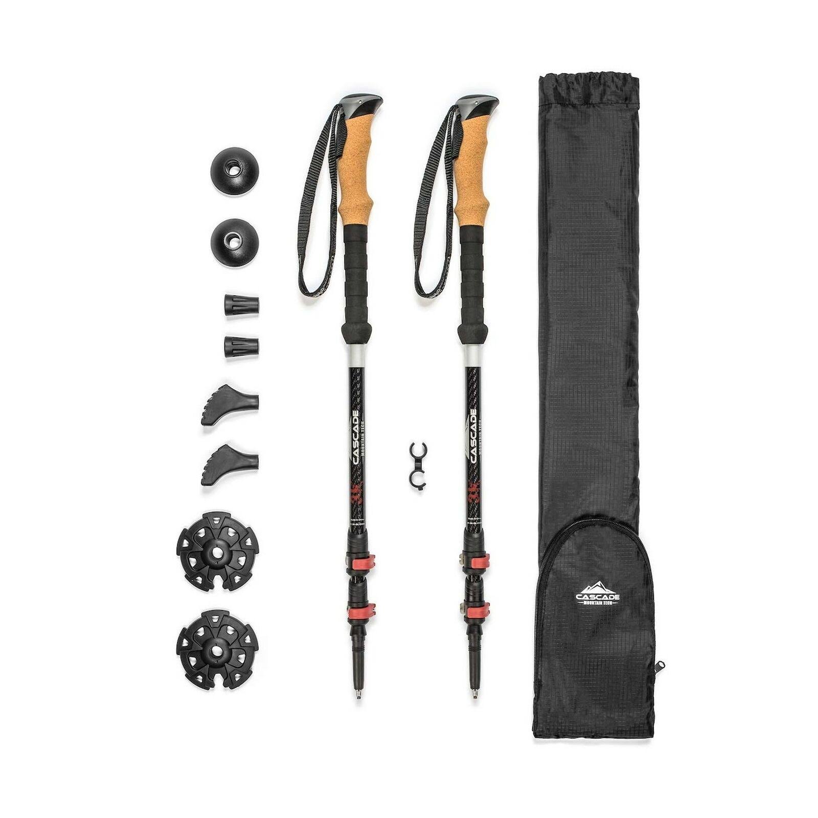 Cascade Mountain Tech 3K Carbon Fiber Trekking Poles Ultralight with Cork Grip
