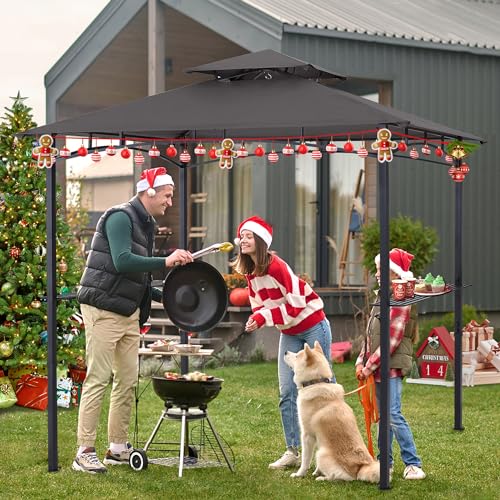 ABCCANOPY 8x5 Grill Gazebo - Outdoor BBQ Canopy Shelter with Led Light for Patio Backyard Grilling (Dark Gray)