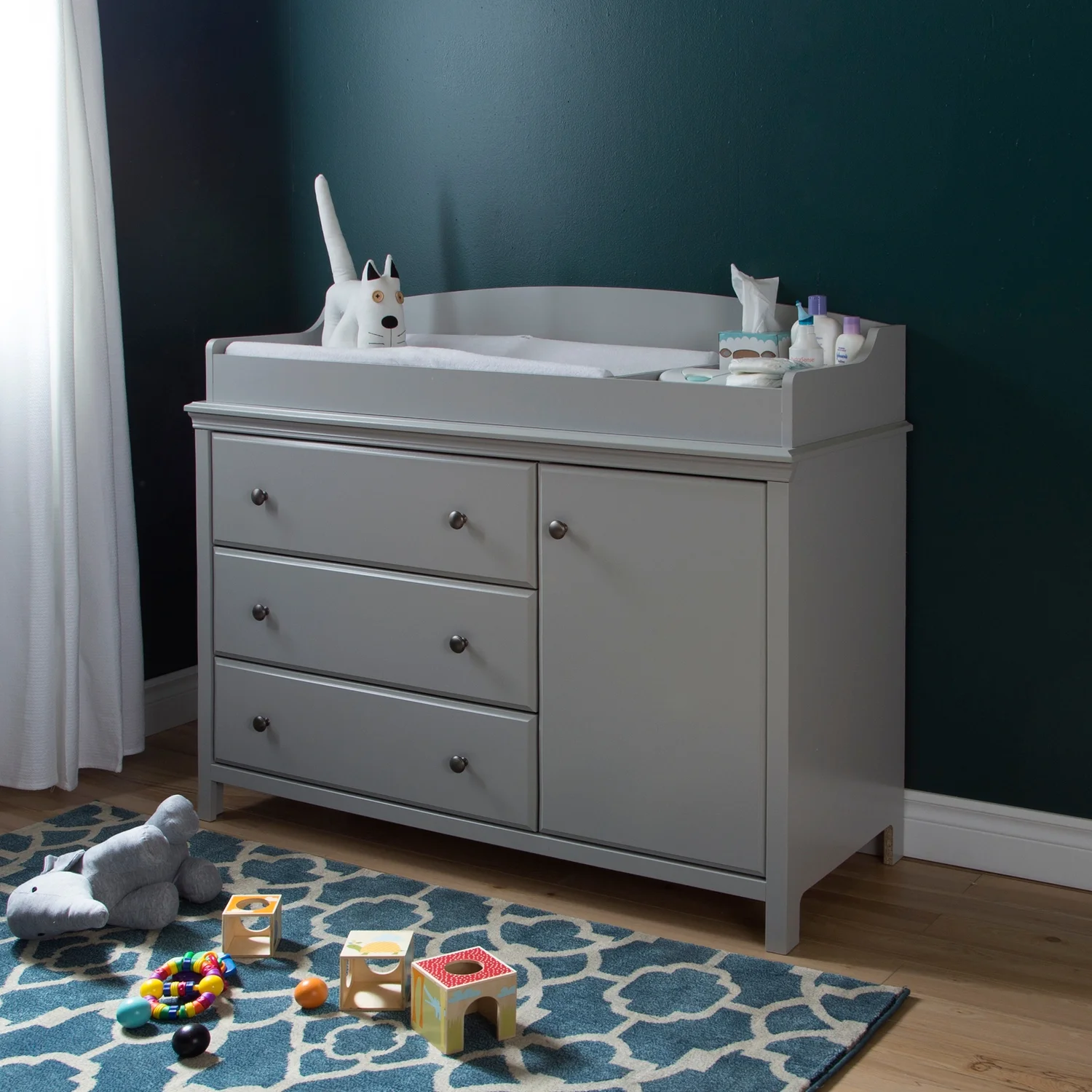 South Shore Furniture South Shore Cotton Candy Changing Table with Removable Changing Station, Soft Gray
