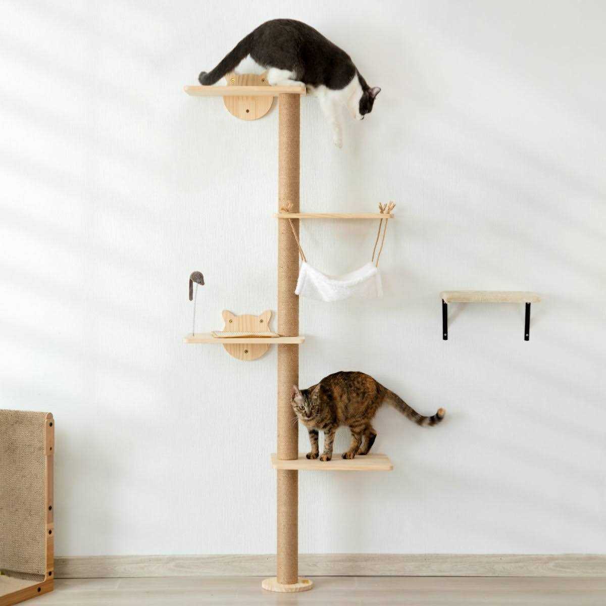 Coziwow 4-Tier Cat Tree Shelf Wall Mounted Scratching Post with Hammock - Pet Supplies online store
