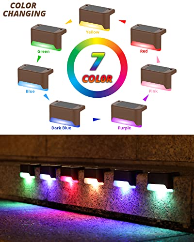 Solar Deck Lights Outdoor 8 Pack,Solar Lights Outdoor for Patio Brown Solar Step Lights LED Waterproof Lighting for Fence, Stair, Deck,Patio