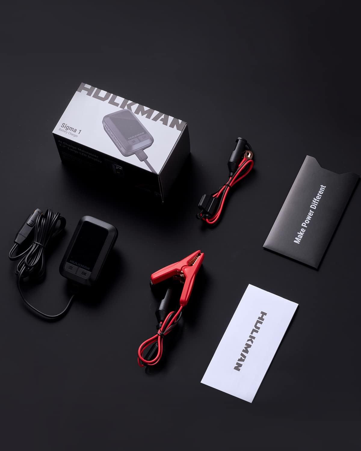 HULKMAN Sigma 1 Amp Automatic Car Battery Charger and Maintainer for 6V and 12V Battery with LED Screen Trickle Charger with Desulfator for Lead-Acid