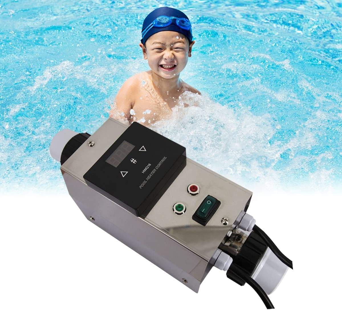 Swimming Pool Heat Pump, Electric Swimming Pool Heater Built-in Circulating Water Pump Control System for Above Ground Pools, up to 2000gallons
