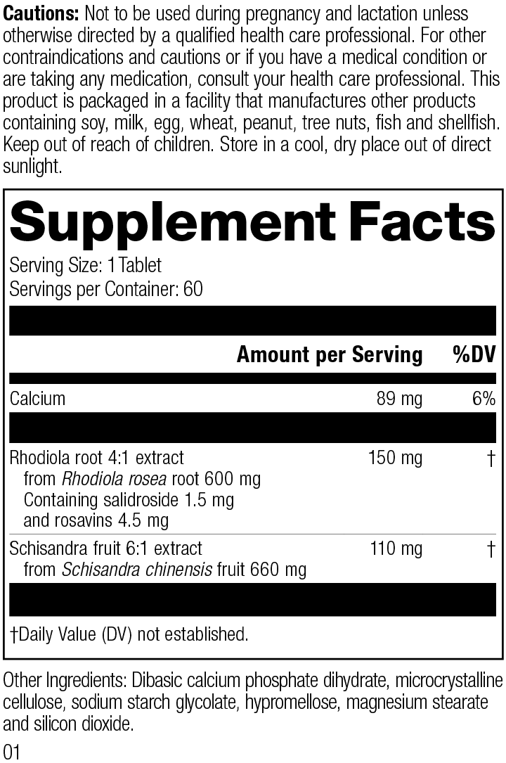 Rhodiola & Schisandra, 60 Tablets - Kansas Nuitrition - HNZSDS