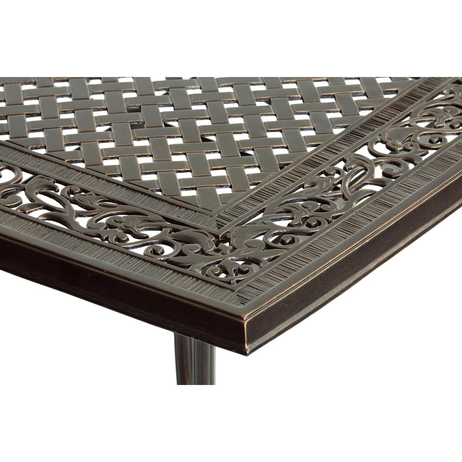 Hanover Fontana 9-Piece Aluminum Outdoor Dining Set, 42" x 84" Cast-Top Table