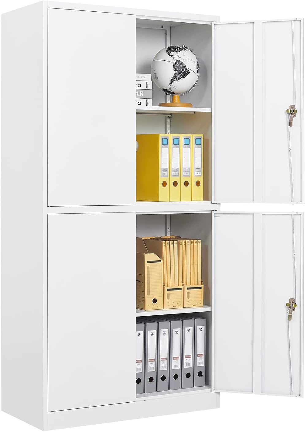 Fesbos Metal Locker Steel Storage Cabinet with 4 Doors for Office School Gym Metal Storage Locker Cabinets for Employees Students Steel Locker (Black)