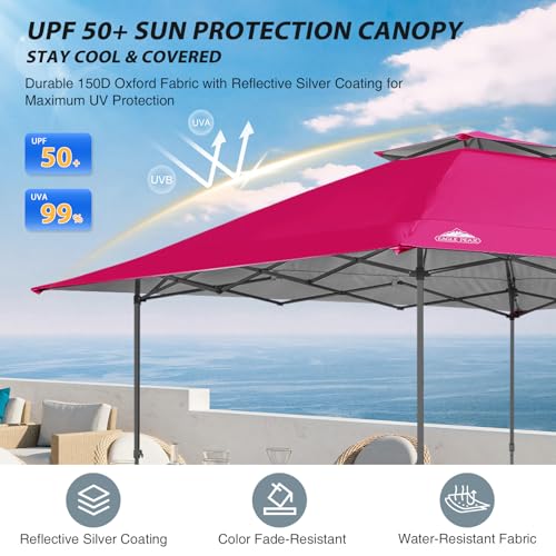 EAGLE PEAK 13x13 Straight Leg Pop Up Canopy Tent Instant Outdoor Canopy Easy Single Person Set up Folding Shelter w/Auto Extending Eaves 169 Square