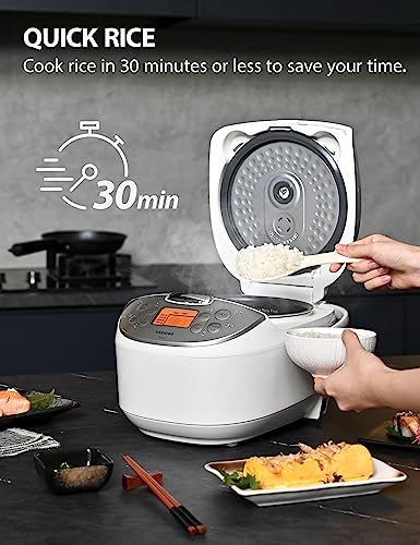 Toshiba Rice Cooker 6 Cup Uncooked – Japanese Rice Cooker with Fuzzy Logic Technology, 7 Cooking Functions, Digital Display