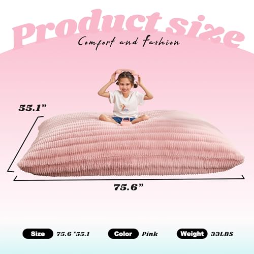 Hobestluk 3 in 1 Bean Bag Chair Giant Bean Bag Chairs Convertible Bean Bag Floor Cushion with Machine Washable Cover