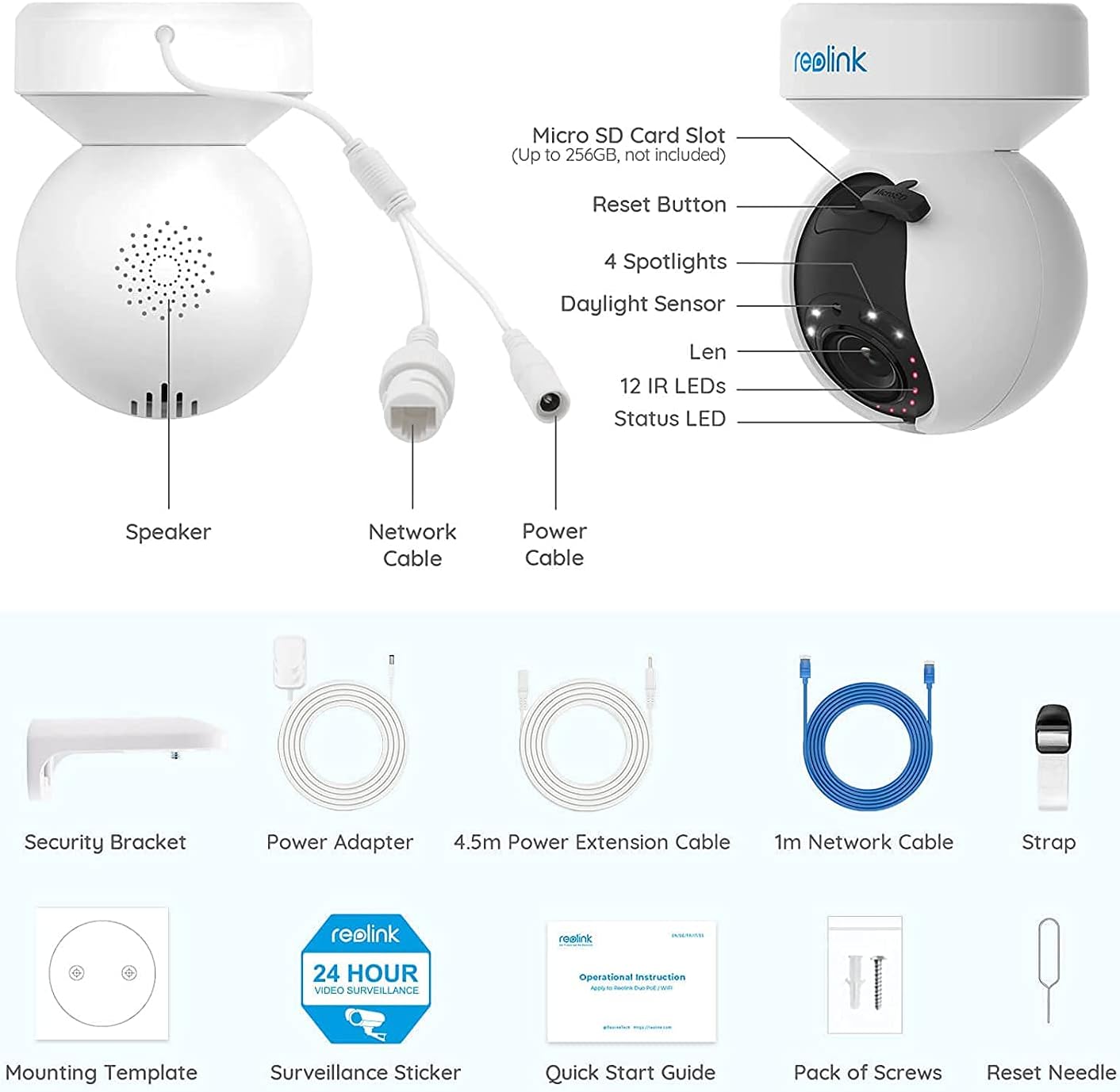 Reolink E1 Outdoor WiFi Camera, 5MP HD PTZ Camera for Home Security, Auto Tracking, Dual Band 2.4/5GHz WiFi, 3X Optical Zoom, Smart Motion Detection
