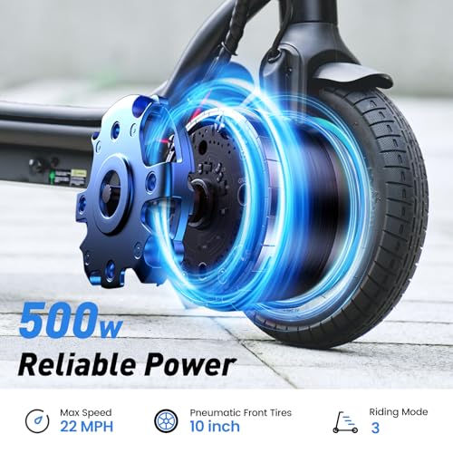 Electric Scooter, 500W/350W Powerful Motor, 22/18 MPH Top Speed, 23/21 Miles Long Range, 10"/8.5" Pneumatic Tires, Smart App