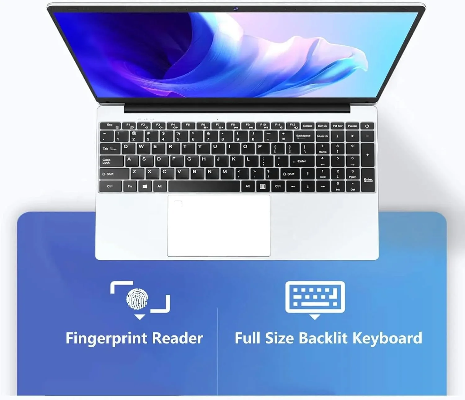 Thunderb E156S 15.6" Laptop - Intel Quad-Core, 8GB RAM, 512GB SSD, Win 11 Pro, Fingerprint, Backlit Keyboard, HDMI, Bluetooth, USB 3.0, HD Webcam