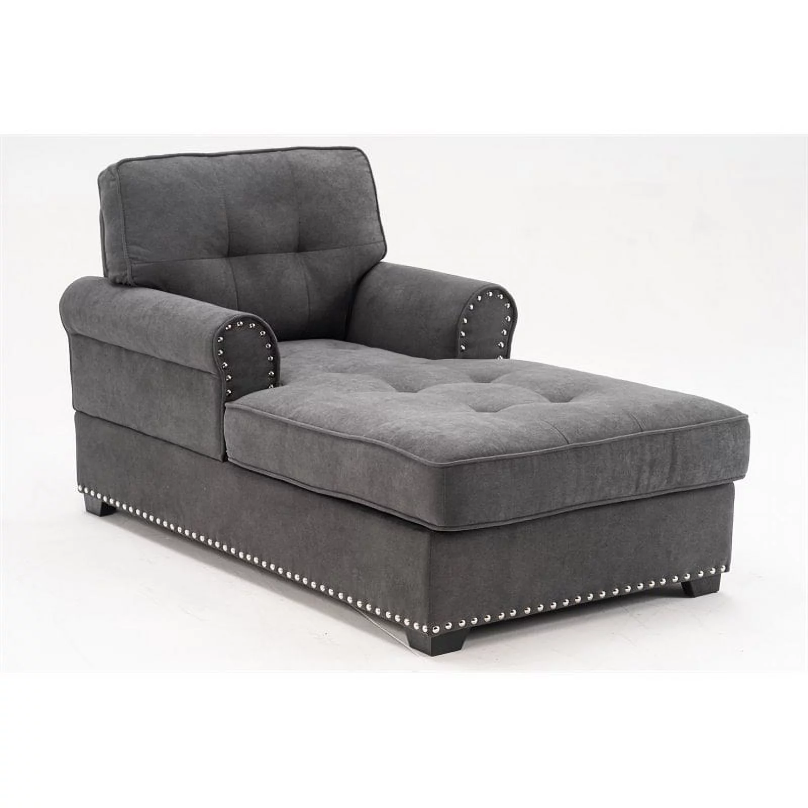 Pemberly Row Modern Linen Fabric Indoor Chaise Lounge in Gray