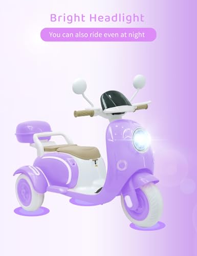 Kids Electric Motorcycle,3 Wheel Bike, Electric Scooter for 3 Year Old,3-Wheel 12V Ride On Scooter for Kids with Storage Compartments