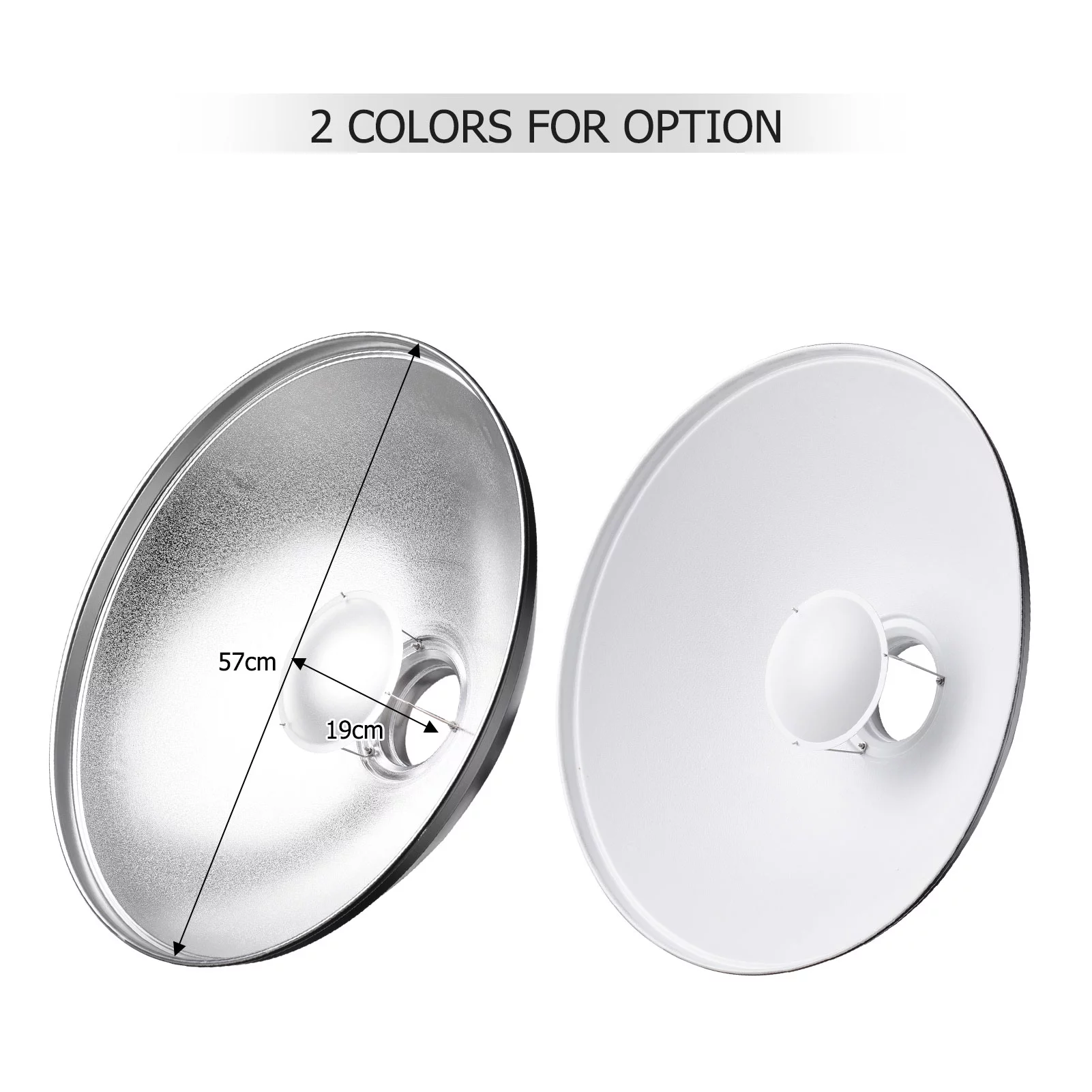 22 Inch Beauty Dish Studio Photography Reflector Diffuser with Honeycomb Soft Cloth for Bowens Mount Speedlite Strobe (White Internal Surface)