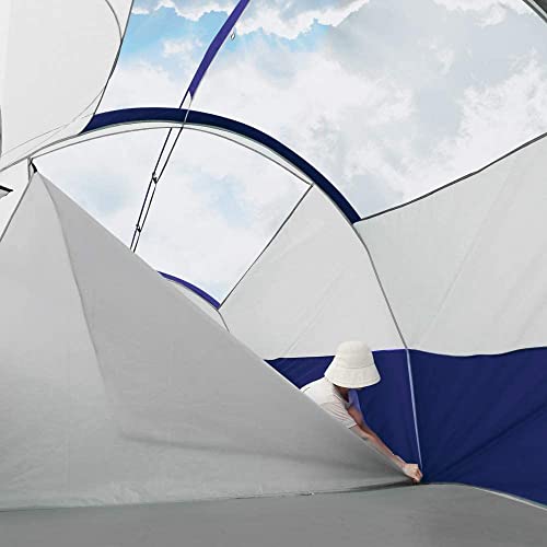 CAMPROS CP Tent 8 Person Camping Tents, Weather Resistant Family Tent, 5 Large Mesh Windows, Double Layer, Divided Curtain for Separated Room