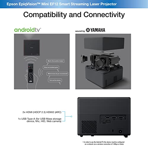 Epson EpiqVision Mini Laser Projector, 3LCD, Portable