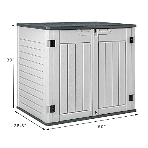 Devoko Resin Outdoor Storage Shed 34 Cu Ft Horizontal Outdoor Storage Cabinet Waterproof Patio Tools Storage Box for Sofa Cushion