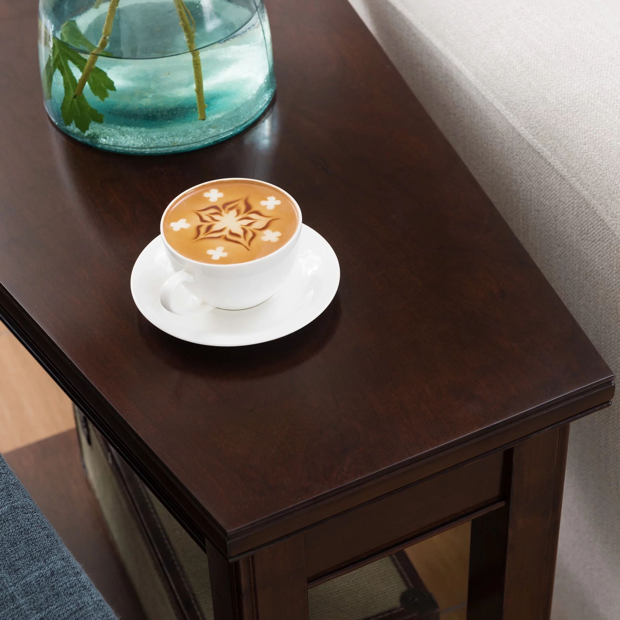 Laurent Recliner Wedge Table in Chocolate Cherry