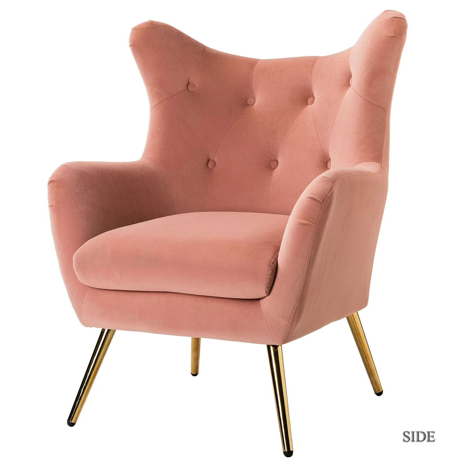 HULALA HOME Eusebio Tufted Velvet Accent Chair with Wingback, Arms, and Metal Gold Legs for Living Room or Bedroom by  GREEN