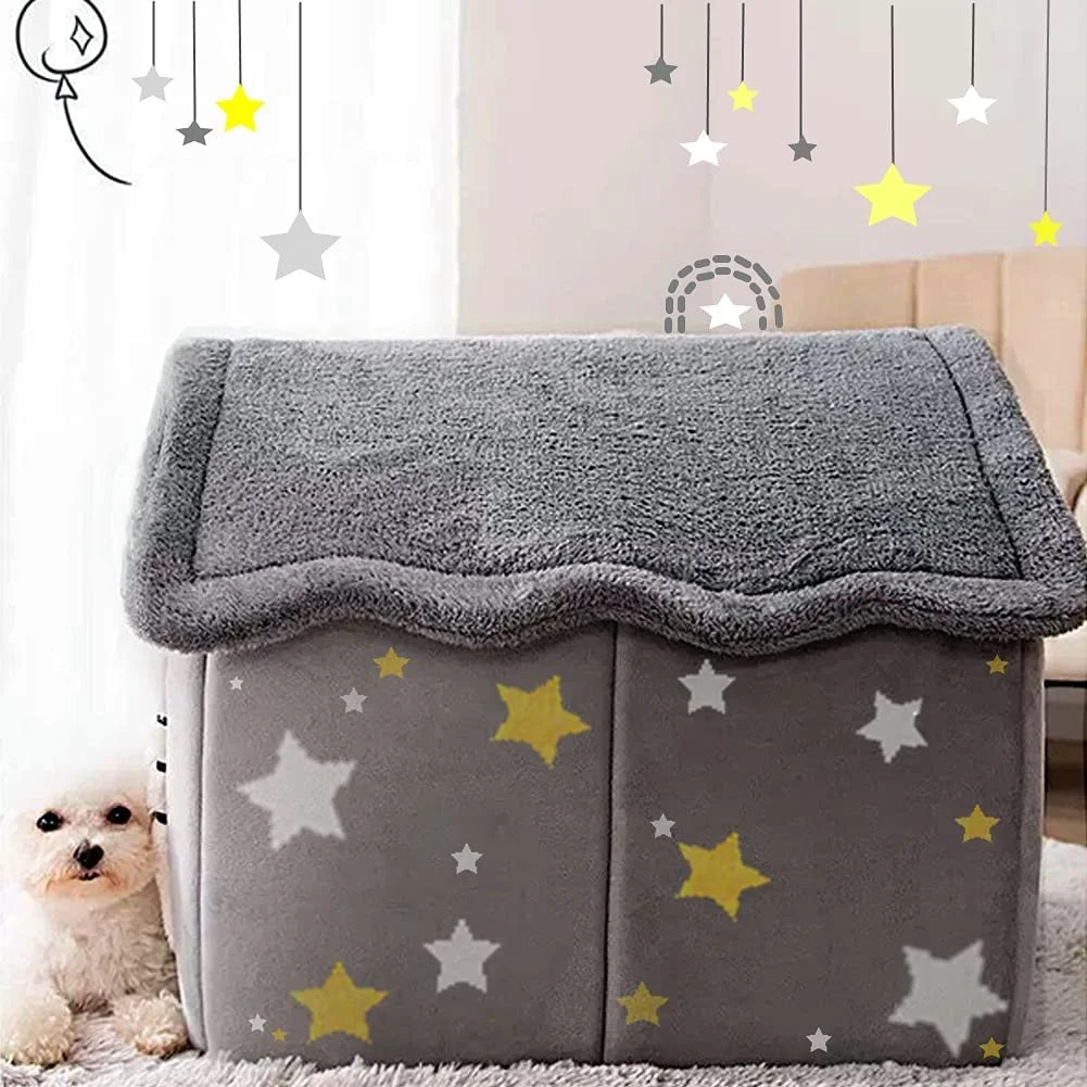 Dog House Indoor Memory Sponge, Foldable Dog House Kennel Bed Mat with Cushion for Small Medium Large Dogs Cats