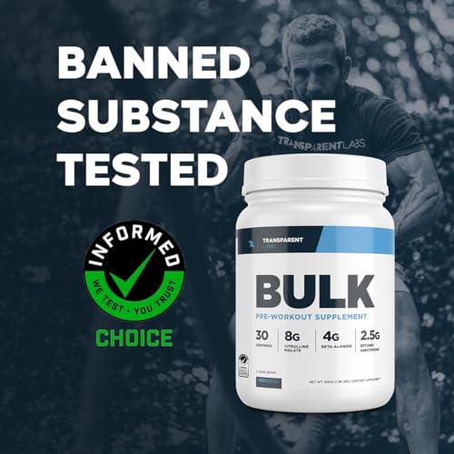 Transparent Labs Bulk Pre-Workout Powder (30 Servings, Strawberry Lemonade) & Creatine HMB (30 Servings, Hawaiian Splash)