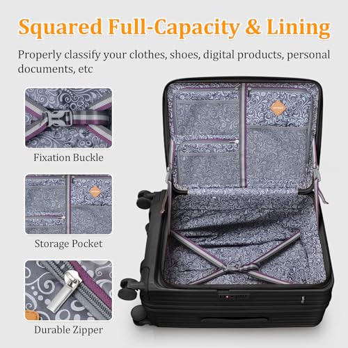 Joyway Luggage Sets 4 Piece Suitcase Set with Front Pocket, PC Hardside Expandable Carry on Luggage Set with Spinner Wheels and TSA Lock, Orange