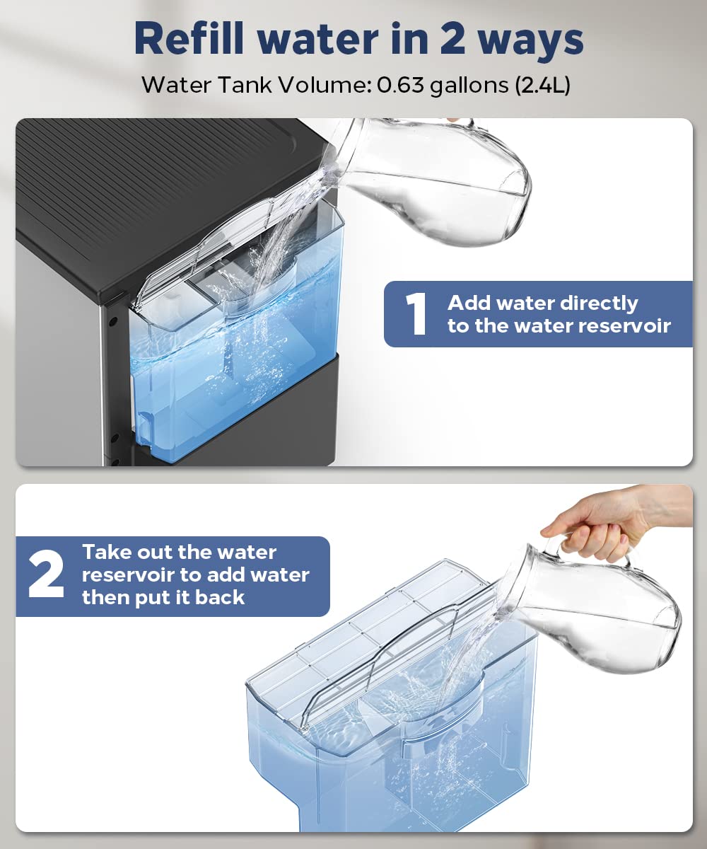 Kndko Self Dispensing Countertop Nugget Ice Maker, Nugget Ice Maker Countertop, 55lbs/24H,Pebble Ice Maker with Self-Cleaning