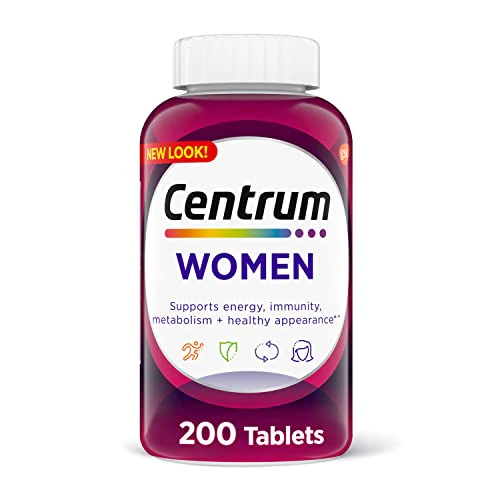 Centrum Multivitamin Tablet for Women, Multivitamin/Multimineral Supplement with Iron, Vitamin D3, B Vitamins and Antioxidant Vitamins C and E
