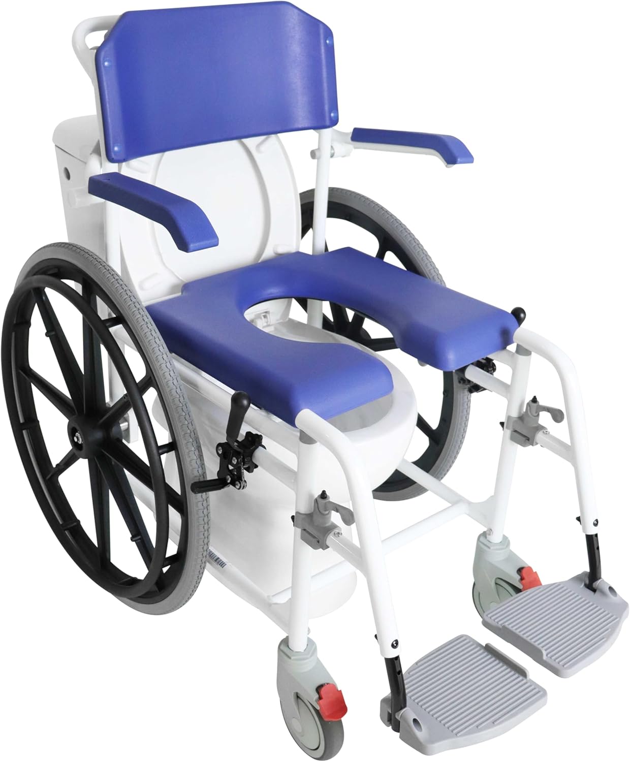KMINA PRO - Shower Wheelchair for Inside Shower, Adjustable Shower Chair with Wheels for Disabled Adult, Self Propelled Shower Commode Wheelchairs