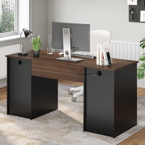 Bestier 59” Computer Desk with 4 Drawers, Office Desk with Storage, Industrial Executive Desk with File Drawer