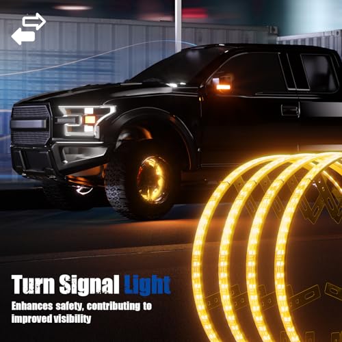 SUNPIE Wheel Lights for Truck - Universal 14.5’’ RGB Rim Light for Car/SUV