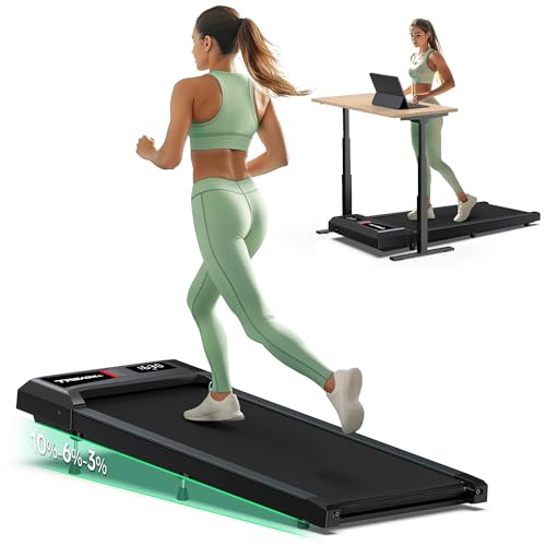 Walking Pad with Incline, Walking Pad Treadmill 300lb Capacity, Under Desk Treadmill Works with KINOMAP WELLFIT