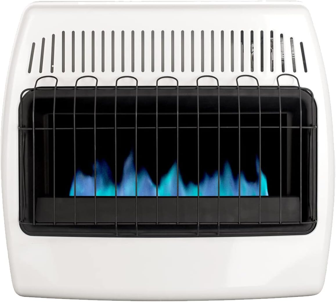 UTY 30,000 BTU Natural Gas Heater for Indoor Home Garage Use - with Free Standing Legs, Black, 27.5 x 11.5 x 27 inches