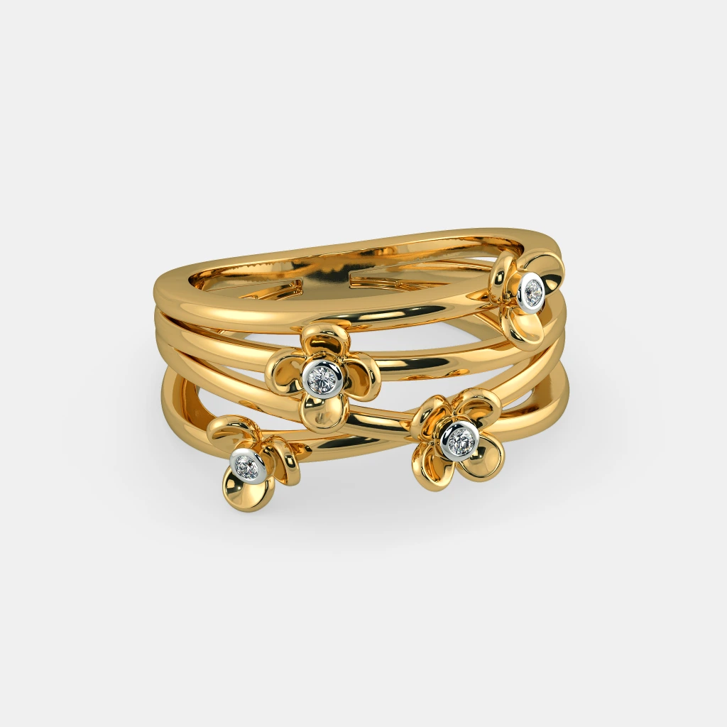 SILBERO INDIA Timeless Elegance: Ira Diamond Ring in 18Kt Yellow Gold - 0.040 Ct Diamonds, Bezel Setting (5.49g