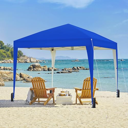 Yaheetech 10x10 Pop Up Canopy with 4 Removable Sidewalls, Portable Enclosed Instant Tent, Waterproof Outdoor Tent, Beach Sun Shelter with 4 Sandbags
