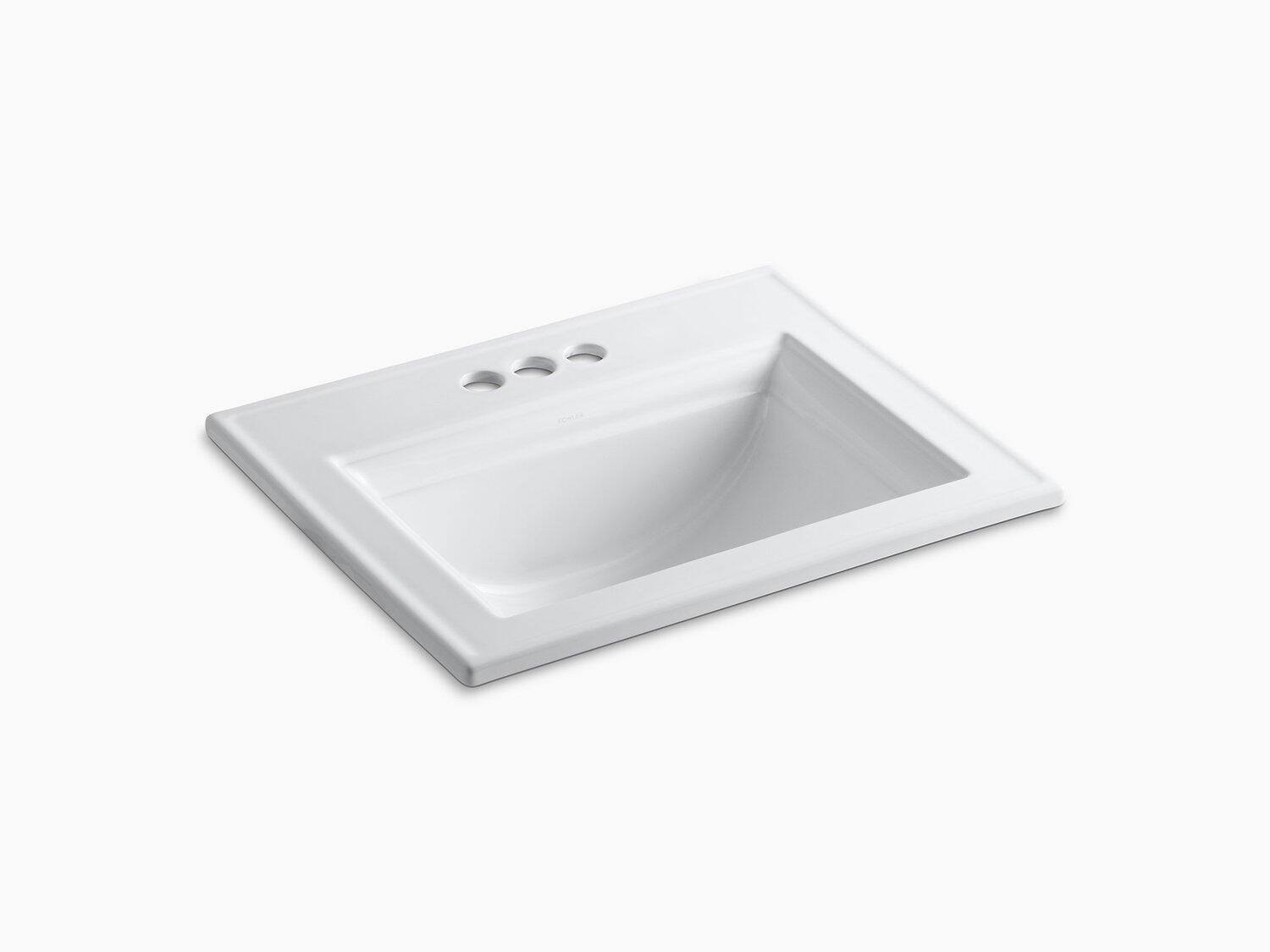 KOHLER K-2337-4-K4 Memoirs Stately Drop-In Bathroom Sink with 4 In. Centerset Faucet Holes, Cashmere