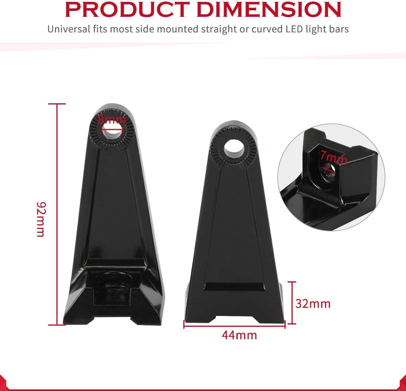 ALAVENTE Light Bar Side Brackets Universal Side Mounting Brackets Kit for Jeep Offroad Truck Mounting Double Row LED Work Light Bar (Pair, Black)