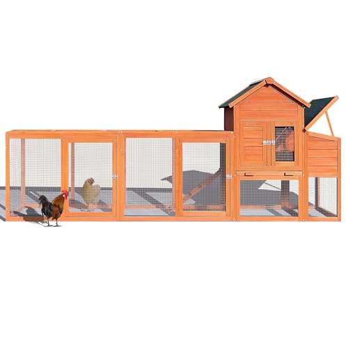 122" Large Chicken Coop with Nest Box and Removable Tray, Hen House for 2-6 Chickens, Outdoor Weatherproof Small Animal Cages