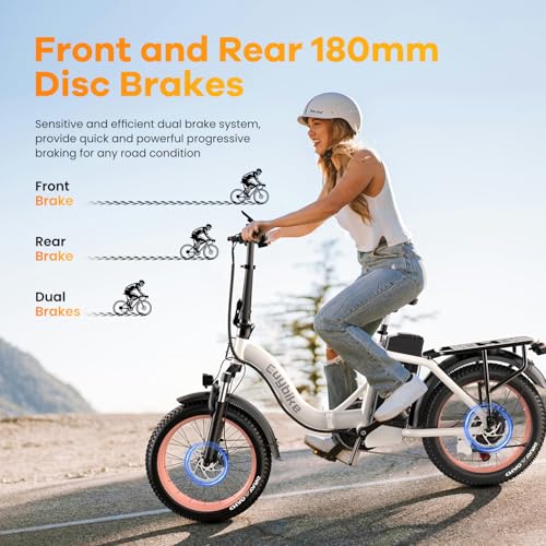 Folding Electric Bike for Adults with Peak 1000W Motor, 48V 20AH Battery up to 30MPH 80 Miles, 20" Fat Tire All Terrain Ebike