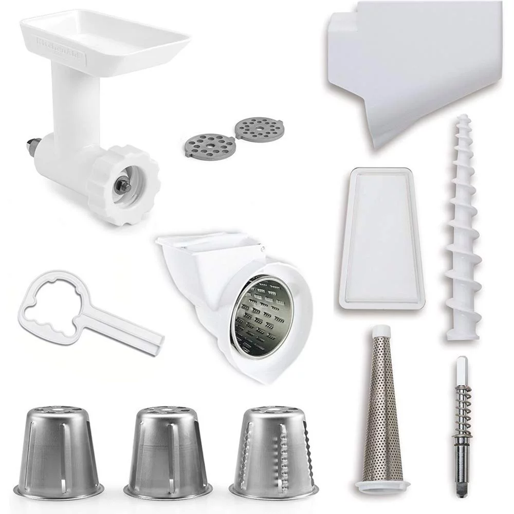 KitchenAid DRTVICE4 (FGA+RVSA+FVSP+KFE5T) Stand Mixer Attachment Pack Food Grinder/Fruit Vegetable Strainer/Rotor Slicer Shredder/Flex Edge Beater