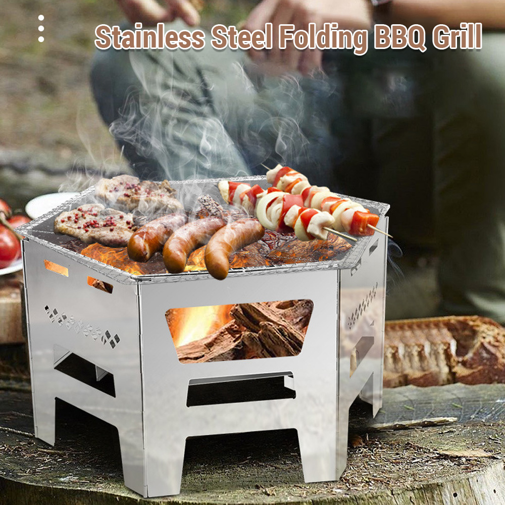 Walmeck Portable Charcoal Grill Wood Burning Stove for Camping